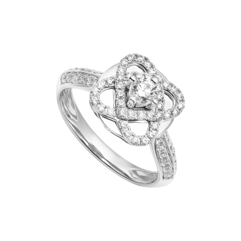 Nhẫn Kim cương Vàng trắng 58,5% (14K) PNJ Kim Bảo Như Ý DDDDW015337